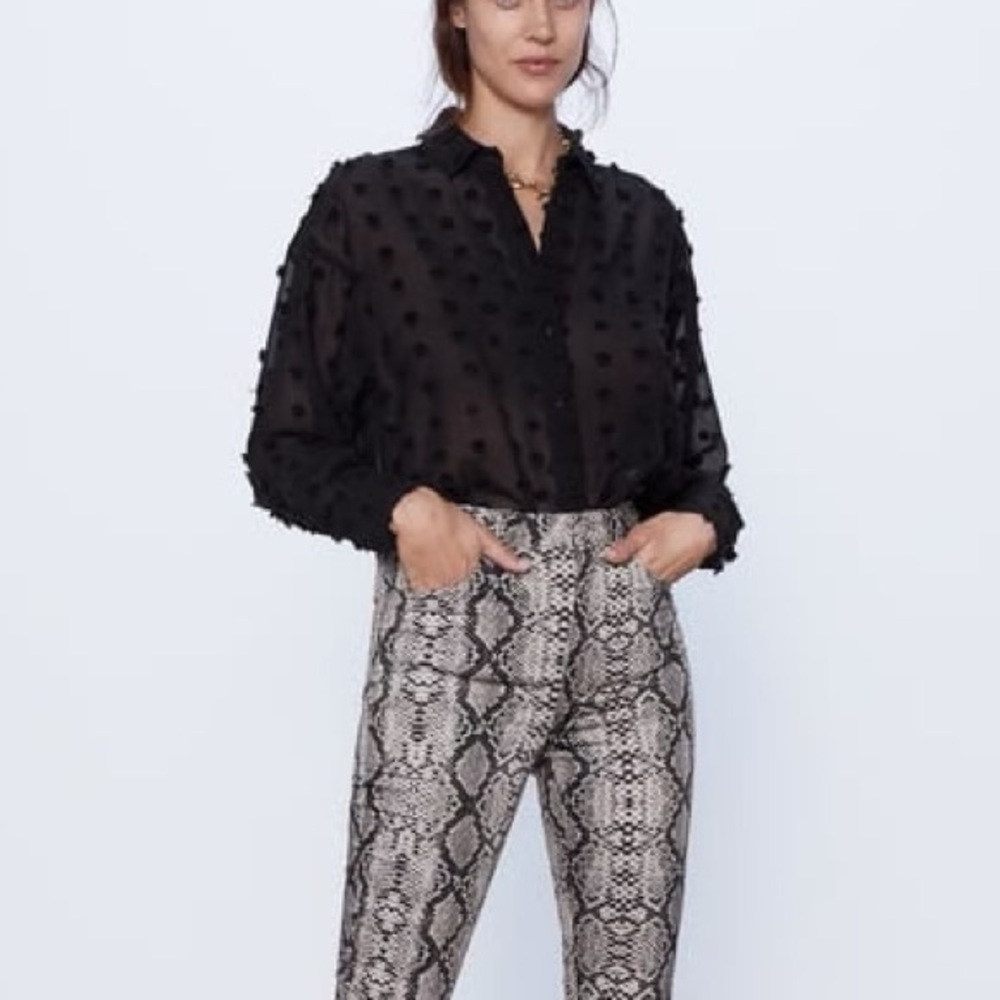 ZARA Black Embroidered Blouse Size S